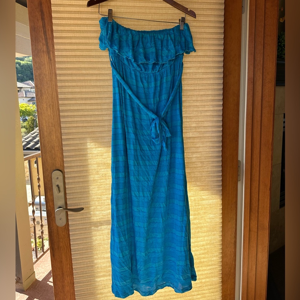 NWT Turquoise Stripe Strapless Dress XL